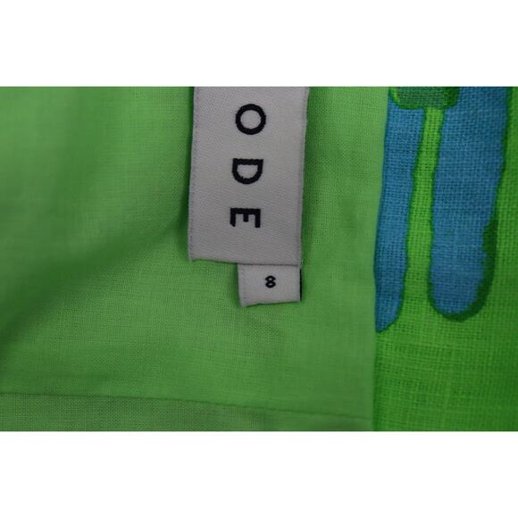 RHODE Paolo Linen Midi Dress Size 8 Retail $495 Tiki Hawaiian Inspired Wrap Neck - Picture 14 of 16